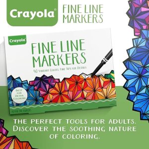 Crayola Fine Line Markers For Adults (40 Count), Skinny Markers For Adult Coloring Books, Thin Markers,