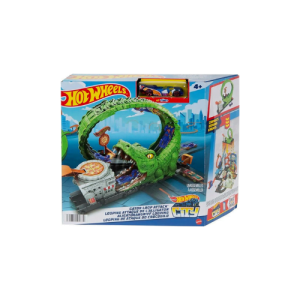 Hot Wheels Toy Car Track Set Gator Loop Attack Playset in Pizza Place