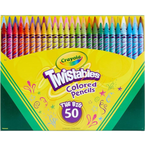 Crayola Twistables Colored Pencil Set (50ct), No Sharpen Colored Pencils For Kids, Kids Drawing Supplies, Coloring
