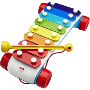 Fisher-Price Toddler Pull Toy, Classic Xylophone Pretend Musical Instrument with Mallet and Rolling Wheels for Ages 18+ Months