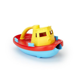 Green Toys Tugboat, Assorted CB - Pretend Play, Motor Skills, Kids Bath Toy Floating Pouring Vehicle. No BPA, phthalates, PVC. Dishwasher Safe, Recycled Plastic, Made in USA.