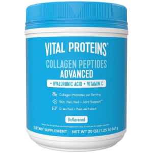 Vital Proteins Collagen Peptides Powder with Hyaluronic Acid and Vitamin C, Unflavored, 20