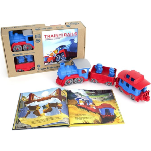 Green Toys Train & Storybook Set - Pretend Play, Motor Skills, Reading, Kids Toy Vehicle