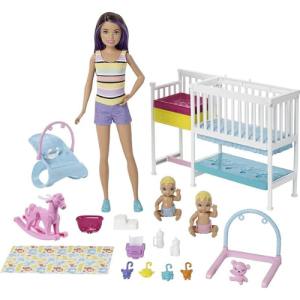 Barbie Skipper Babysitters Inc Dolls & Playset, Nap 'n Nurture Nursery, Skipper Doll, Baby Doll, Crib