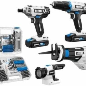 Hart HPCK402BPTA 20-Volt Cordless 4-Tool Combo Kit with 200-Piece Accessory Kit and 16-inch Storage Bag