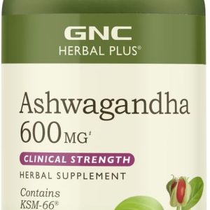 GNC Herbal Plus Ashwagandha 600mg, 60 Capsules, Supports a Healthy Response to Stress