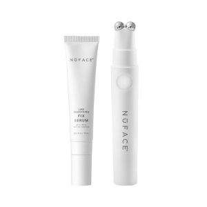 NuFACE FIX Line Smoothing Starter Kit - FDA Cleared FIX Microcurrent Device + Serum Activator for On-The-Go Treatment of Forehead Lines, Crow's Feet, Under Eyes, Smile Lines & Fuller-Looking Lips