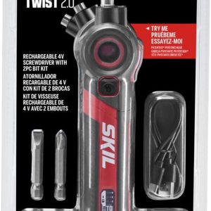 SKIL Twist 2.0 Rechargeable 4V Screwdriver with Pivoting Head, Torque Setting, USB-C Charging Cable & 2PC Bit Set-SD5619-01