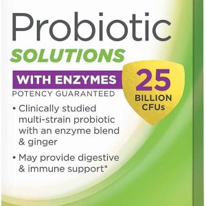 GNC Probiotic Solutions with Enzymes with 25 Billion CFUs, 30 Capsules, Daily Probiotic Support