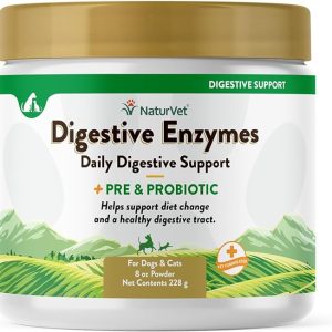 NaturVet – Digestive Enzymes for Dogs - Plus Probiotics & Prebiotics | Helps Support Diet Change & A Healthy Digestive Tract | for Dogs & Cats | 8 oz Powder