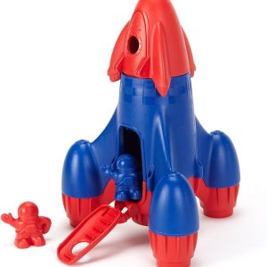 Green Toys Rocket, Red/Blue - 4 Piece Pretend Play, Motor Skills, Kids Toy Vehicle Playset. No BPA, phthalates, PVC. Dishwasher Safe, Recycled Plastic, Made in USA.