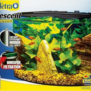 Tetra Crescent aquarium Kit 5 Gallons, Curved-Front Tank With LEDs,black