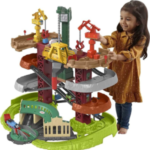 Thomas & Friends Multi-Level Toy Track Set, Trains & Cranes Super Tower with Thomas & Percy Engines for Preschool Kids Ages 3+ Years