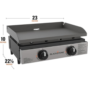 Blackstone 1666 22” Tabletop Griddle with Stainless Steel Faceplate, Powder Coated Steel, Black