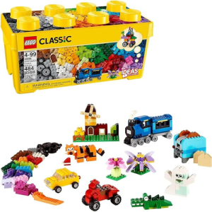 LEGO Classic Medium Creative Brick Box 10696 Building Toy Set - Featuring Storage, Includes Train, Car, and a Tiger Figure, and Playset for Kids