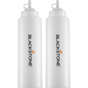 Blackstone 5071 Premium Leak-Free 32 oz Large Set of 2 Durable Clear Food Dispenser Squeeze Squirt Bottle Griddle Accessory with Cap for Sauces, Oil, Condiments,Salad Dressings, Water