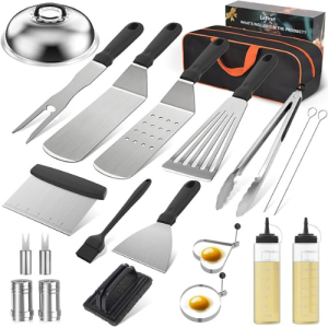Blackstone Griddle Accessories Kit, 21Pcs Grilling Accessories Set for Camp Chef, Flat Top Griddle Accessories with Scraper, Spatula, Basting Cover, Tongs, Egg Ring, Outdoor Grill Tools
