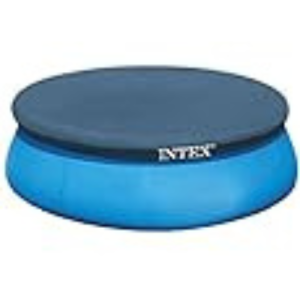 INTEX 28021E Pool Cover: for 10ft Round Easy Set Pools – includes Rope Tie – Drain Holes – 12in Overhang – Snug Fit