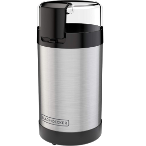 BLACK+DECKER One Touch Coffee Grinder, CBG110S,2/3 Cup Coffee Bean Capacity, Push-Button Control, Stainless Steel Blades