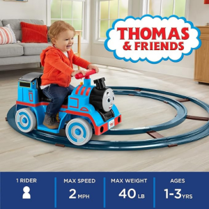 Power Wheels Thomas & Friends Ride-On Train, Thomas with Track, Battery-Powered Toddler Toy for Indoor Play Ages 1+